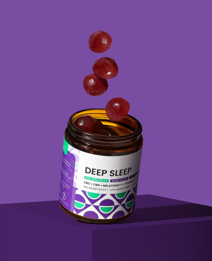 Colorado Botanicals CBN Gummies for Sleep with CBD melatonin and other herbs with gummies flying out