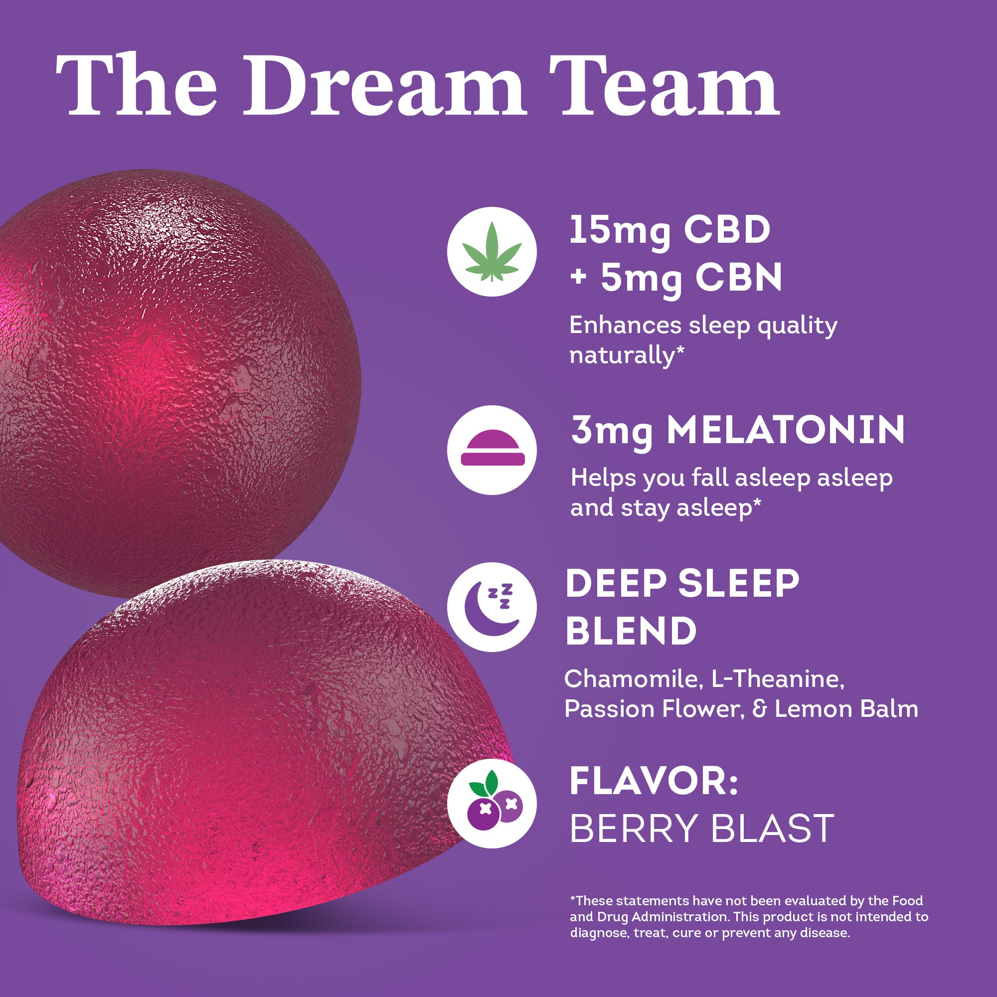 Deep Sleep CBD Gummies with CBN, Melatonin, & Herbs