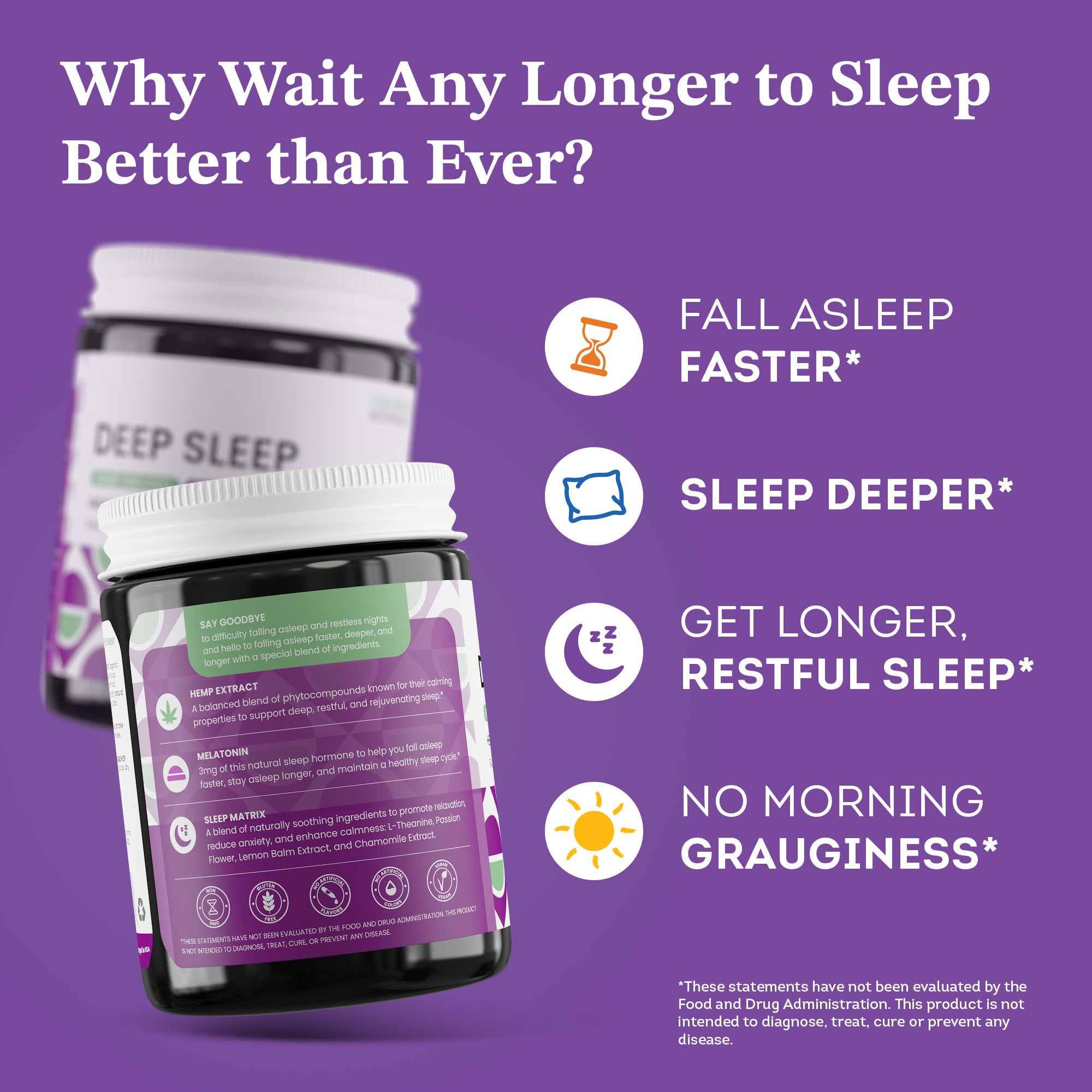 Deep Sleep CBD Gummies with CBN, Melatonin, & Herbs