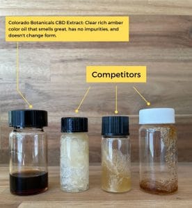 What quality CBD extract distillate looks like compared to low quality CBD oil extracts