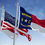 North Carolina flag alongside the United States flag